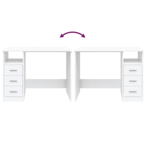 Biurko z szufladami, białe, 102x50x76 cm