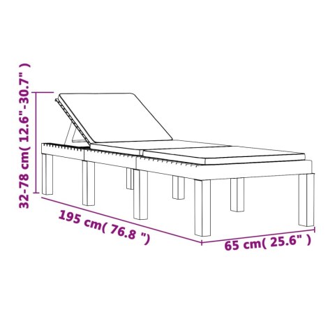 Leżak z poduszkami antracytowy, PP