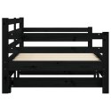 Łóżko dzienne, rozsuwane, czarne, 90x190 cm, drewno sosnowe