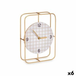 Stolné hodiny W kratkę Czarny Metal Drewno MDF 18,5 x 25,5 x 6 cm (6 Sztuk)