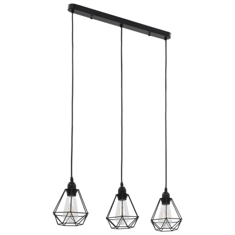 Lampa sufitowa, diamentowe klosze, czarna, 3 żarówki E27