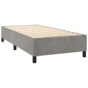 Łóżko kontynentalne z materacem, jasnoszare, aksamit, 90x190 cm
