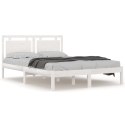 Rama łóżka, biała, lite drewno, 140x200 cm