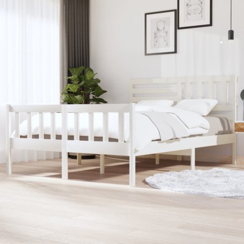 Rama łóżka, biała, 150x200 cm, lite drewno