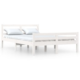 Rama łóżka, biała, lite drewno, 140 x 200 cm