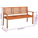 3-os. ławka ogrodowa z poduszką, 150 cm, lity eukaliptus