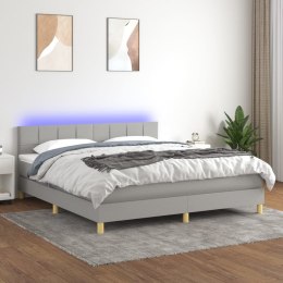 Łóżko kontynentalne z materacem, jasnoszare, 160x200cm, tkanina