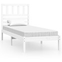 Rama łóżka, biała, 75x190 cm, pojedyncza mała, drewno sosnowe