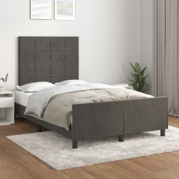 Rama łóżka z zagłówkiem, ciemnoszara, 120x200 cm, aksamitna