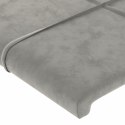 Rama łóżka z zagłówkiem, jasnoszara, 90x190 cm, aksamitna