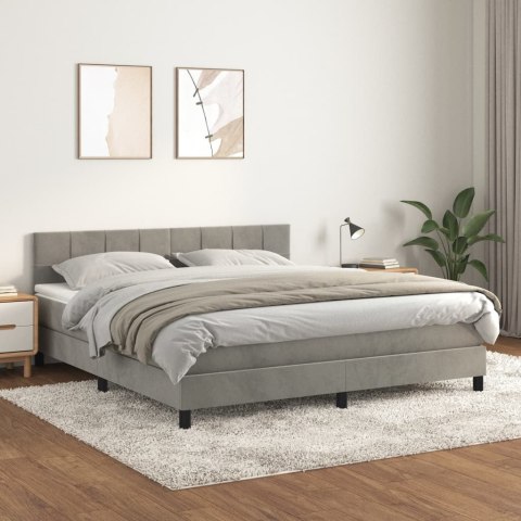 Łóżko kontynentalne z materacem, jasnoszare, 180x200cm, aksamit
