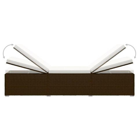 3-częściowy zestaw, leżaki ze stolikiem, polirattan, brązowe