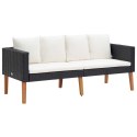 2-osobowa sofa ogrodowa z poduszkami, rattan PE, czarny