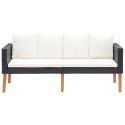 2-osobowa sofa ogrodowa z poduszkami, rattan PE, czarny