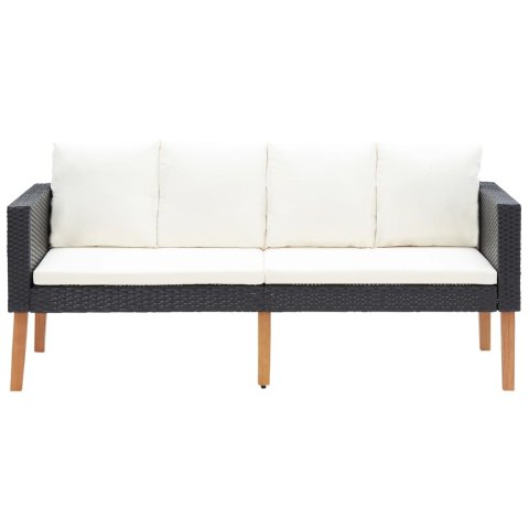 2-osobowa sofa ogrodowa z poduszkami, rattan PE, czarny