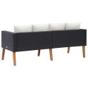 2-osobowa sofa ogrodowa z poduszkami, rattan PE, czarny