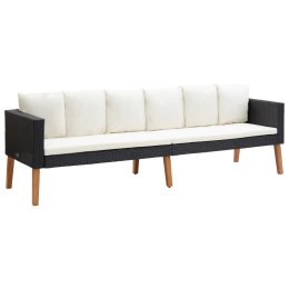 3-osobowa sofa ogrodowa z poduszkami, rattan PE, czarny