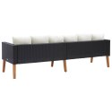 3-osobowa sofa ogrodowa z poduszkami, rattan PE, czarny