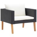 Pojedyncza sofa ogrodowa z poduszkami, rattan PE, czarny