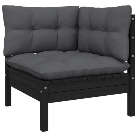 2-osobowa sofa ogrodowa z antracytowymi poduszkami, sosnowa 2-osobowa sofa ogrodowa z antracytowymi poduszkami, sosnowa