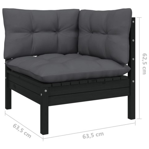 2-osobowa sofa ogrodowa z antracytowymi poduszkami, sosnowa 2-osobowa sofa ogrodowa z antracytowymi poduszkami, sosnowa