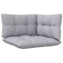 2-osobowa sofa ogrodowa z szarymi poduszkami, drewno sosnowe