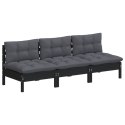 3-osobowa sofa ogrodowa z antracytowymi poduszkami, sosnowa