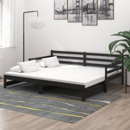 Łóżko wysuwane, 2 x (90x200) cm, czarne, lite drewno sosnowe