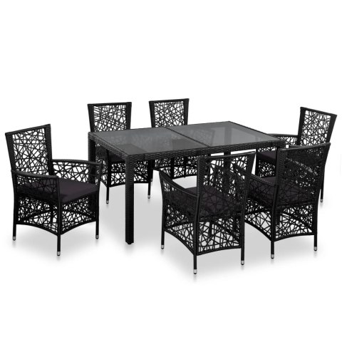 7-cz. zestaw mebli ogrodowych, rattan PE, czarny 7-cz. zestaw mebli ogrodowych, rattan PE, czarny