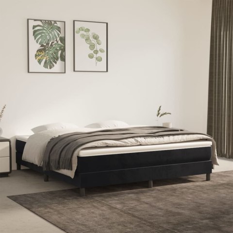 Łóżko kontynentalne z materacem, czarne, 160x200 cm, aksamit