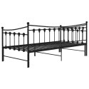 Sofa z wysuwaną ramą łóżka, czarna, metalowa, 90x200 cm
