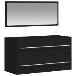 Szafka łazienkowa z lustrem, czarna, materiał drewnopochodny