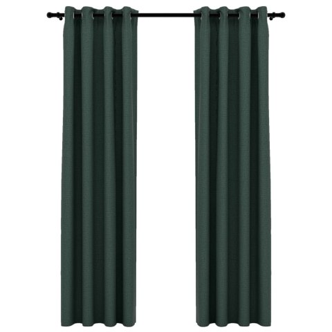 Zasłony stylizowane na lniane, 2 szt., zielone, 140x225 cm