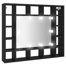 Szafka z lustrem i oświetleniem LED, czarna, 91x15x76,5 cm