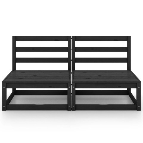 2-osobowa sofa ogrodowa, czarna, lite drewno sosnowe