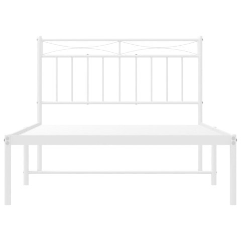 Metalowa rama łóżka z wezgłowiem, biała, 107x203 cm