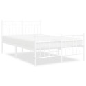 Metalowa rama łóżka z wezgłowiem i zanóżkiem, biała, 120x190 cm