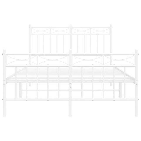 Metalowa rama łóżka z wezgłowiem i zanóżkiem, biała, 120x190 cm