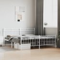 Metalowa rama łóżka z wezgłowiem i zanóżkiem, biała, 180x200 cm