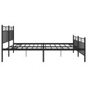 Metalowa rama łóżka z wezgłowiem i zanóżkiem, czarna, 193x203cm