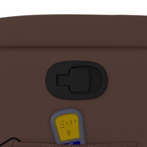 Rozkładany fotel masujący, brązowy, obity sztuczną skórą