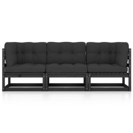 3-osobowa sofa ogrodowa z poduszkami, lite drewno sosnowe