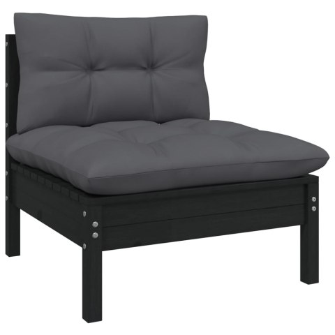 2-osobowa sofa ogrodowa z antracytowymi poduszkami, sosnowa 2-osobowa sofa ogrodowa z antracytowymi poduszkami, sosnowa