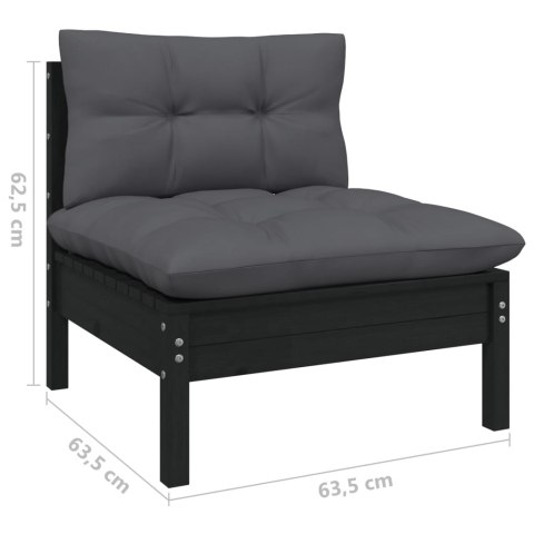 2-osobowa sofa ogrodowa z antracytowymi poduszkami, sosnowa 2-osobowa sofa ogrodowa z antracytowymi poduszkami, sosnowa