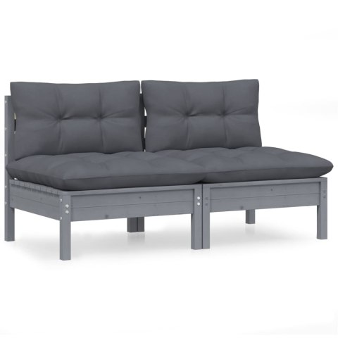 2-osobowa sofa ogrodowa z antracytowymi poduszkami, sosnowa 2-osobowa sofa ogrodowa z antracytowymi poduszkami, sosnowa