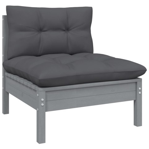 2-osobowa sofa ogrodowa z antracytowymi poduszkami, sosnowa 2-osobowa sofa ogrodowa z antracytowymi poduszkami, sosnowa