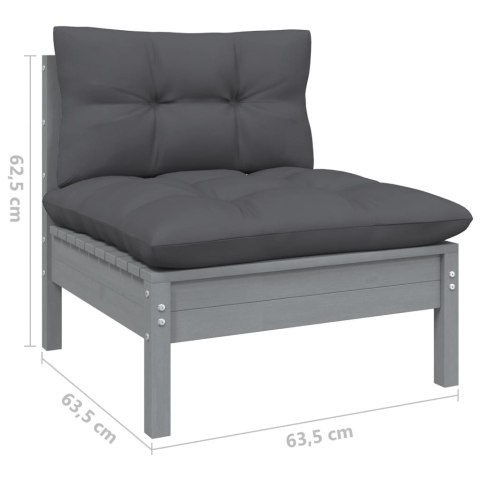 2-osobowa sofa ogrodowa z antracytowymi poduszkami, sosnowa 2-osobowa sofa ogrodowa z antracytowymi poduszkami, sosnowa