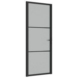 Drzwi wewnętrzne, 83x201,5 cm, czarne, matowe szkło i aluminium