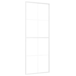 Drzwi przesuwne, szkło ESG i aluminium, 76x205 cm, białe