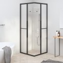 Kabina prysznicowa, mrożone szkło ESG, 70x70x180 cm, czarna